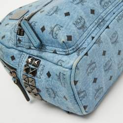 MCM Blue Visetos Coated Canvas and Leather Side Stud X-Mini Stark Bebe Boo Backpack