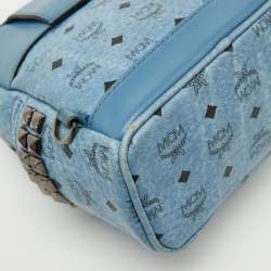 MCM Blue Visetos Coated Canvas and Leather Side Stud X-Mini Stark Bebe Boo Backpack