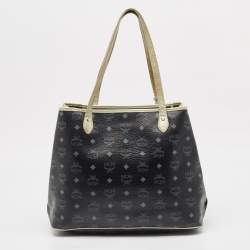 MCM Black/Gold Visetos Coated Canvas and Leather Princess Lion Tote