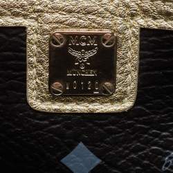 MCM Black/Gold Visetos Coated Canvas and Leather Princess Lion Tote