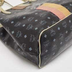 MCM Black/Gold Visetos Coated Canvas and Leather Princess Lion Tote