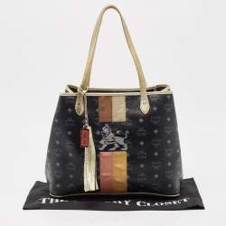 MCM Black/Gold Visetos Coated Canvas and Leather Princess Lion Tote
