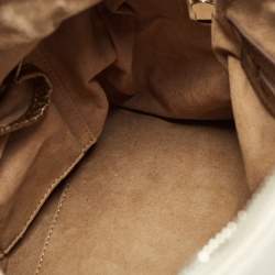 MCM White/Gold Visetos Coated Canvas and Lizard Embossed Leather Princess Lion Boston Bag