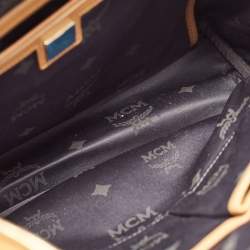 MCM Cognac Visetos Coated Canvas Large Stark Backpack
