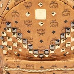 MCM Cognac Visetos Coated Canvas Large Stark Backpack