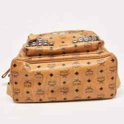 MCM Cognac Visetos Coated Canvas Large Stark Backpack