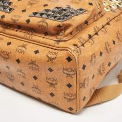 MCM Cognac Visetos Coated Canvas Large Stark Backpack