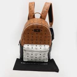 MCM Tricolor Cognac Viscos Coated Canvas Large Stark Backpack