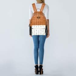 MCM Tricolor Cognac Viscos Coated Canvas Large Stark Backpack
