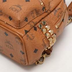 MCM Tan Cognac Visetos Coated Canvas and Leather Mini Stark Backpack