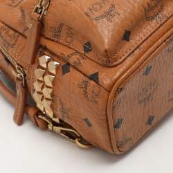 MCM Tan Cognac Visetos Coated Canvas and Leather Mini Stark Backpack
