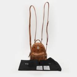 MCM Tan Cognac Visetos Coated Canvas and Leather Mini Stark Backpack