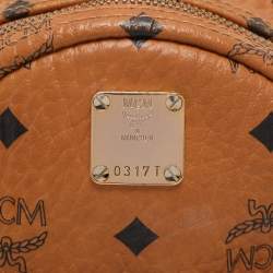 MCM Tan Cognac Visetos Coated Canvas and Leather Mini Stark Backpack