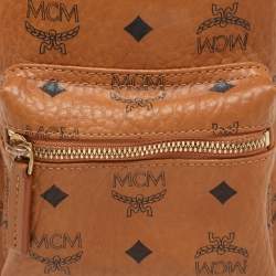 MCM Tan Cognac Visetos Coated Canvas and Leather Mini Stark Backpack