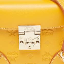 MCM Mustard Visetos Leather Berlin Convertible Belt Bag