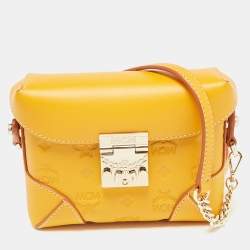 MCM Mustard Visetos Leather Berlin Convertible Belt Bag