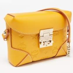 MCM Mustard Visetos Leather Berlin Convertible Belt Bag