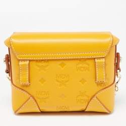 MCM Mustard Visetos Leather Berlin Convertible Belt Bag