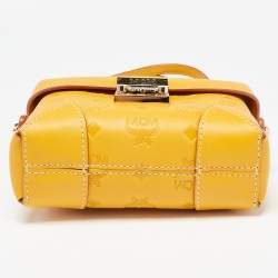 MCM Mustard Visetos Leather Berlin Convertible Belt Bag