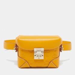 MCM Mustard Visetos Leather Berlin Convertible Belt Bag