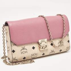MCM Pink/Beige Visetos Faux Leather Millie Shoulder Bag