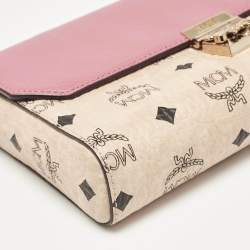 MCM Pink/Beige Visetos Faux Leather Millie Shoulder Bag