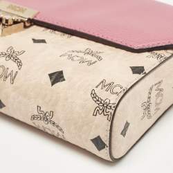 MCM Pink/Beige Visetos Faux Leather Millie Shoulder Bag