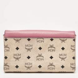 MCM Pink/Beige Visetos Faux Leather Millie Shoulder Bag