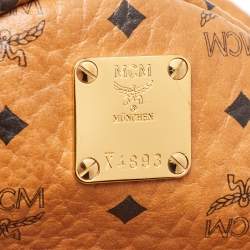 MCM Cognac Visetos Coated Canvas Small Studs Stark Backpack