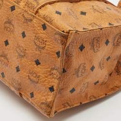 MCM Cognac Visetos Coated Canvas Large Heritage Zip Tote