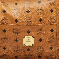 MCM Cognac Visetos Coated Canvas Large Heritage Zip Tote