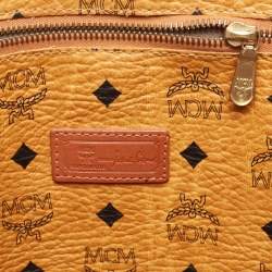 MCM Cognac Visetos Coated Canvas Large Heritage Zip Tote
