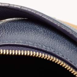 MCM Navy Blue/Tan Leather and Stark Visetos Coated Canvas Backpack