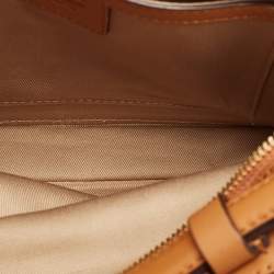 MCM Cognac Visetos Coated Canvas and Leather Double Zip Camera Crossbody Bag