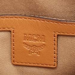 MCM Cognac Visetos Coated Canvas and Leather Double Zip Camera Crossbody Bag