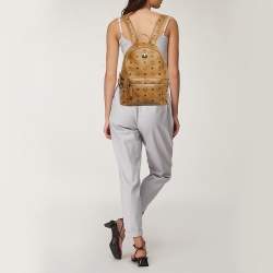 Pre Owned MCM Cognac Visetos Coated Canvas Small Side Studs Stark Backpack
