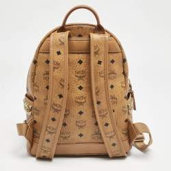 Pre Owned MCM Cognac Visetos Coated Canvas Small Side Studs Stark Backpack
