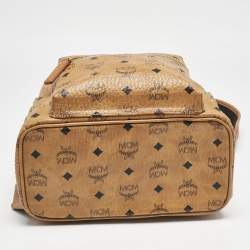 Pre Owned MCM Cognac Visetos Coated Canvas Small Side Studs Stark Backpack