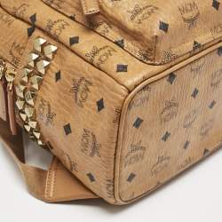 Pre Owned MCM Cognac Visetos Coated Canvas Small Side Studs Stark Backpack