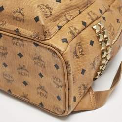 Pre Owned MCM Cognac Visetos Coated Canvas Small Side Studs Stark Backpack