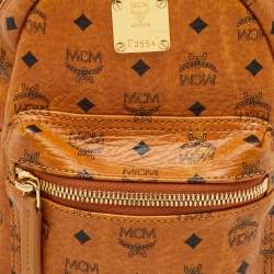 MCM Tan Visetos Coated Canvas and Leather Mini Studded Stark Bebe Boo Backpack
