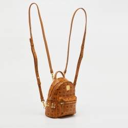 MCM Tan Visetos Coated Canvas and Leather Mini Studded Stark Bebe Boo Backpack