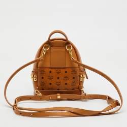 MCM Tan Visetos Coated Canvas and Leather Mini Studded Stark Bebe Boo Backpack