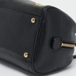MCM Black Leather Studded Heritage Boston Bag
