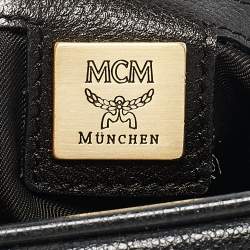 MCM Black Leather Studded Heritage Boston Bag