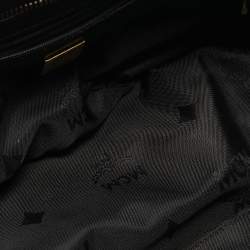 MCM Black Leather Studded Heritage Boston Bag
