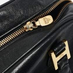 MCM Black Leather Studded Heritage Boston Bag
