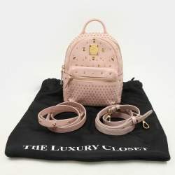 Pre Owned MCM Pink Leather X-mini Stark Bebe Boo Backpack
