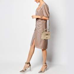MCM Beige Visetos Coated Canvas and Leather Mini Heritage Top Handle Bag