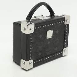MCM Black Coated Canvas and Leather Berlin Box Bag